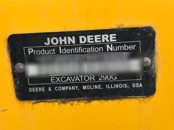 Product identification plate with the serial number blurred